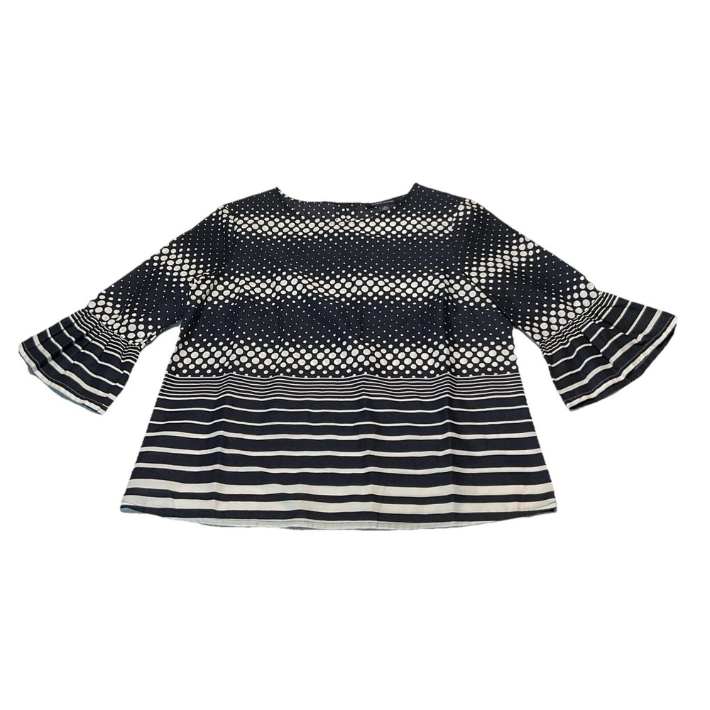 Tommy Hilfiger Women's 3/4 Sleeve Shirt Blue/ White - XS